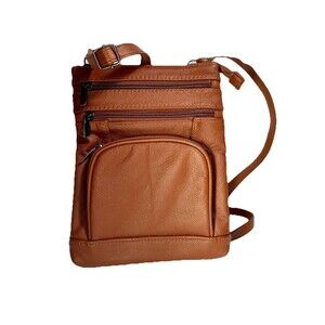 Leather Crossbody Purse Multiple Pockets Adjustable Straps Soft Durable 10.5”x8”